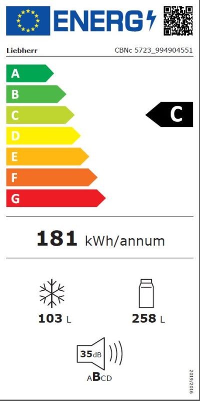 Etiqueta de Eficiencia Energética - CBNc 5723