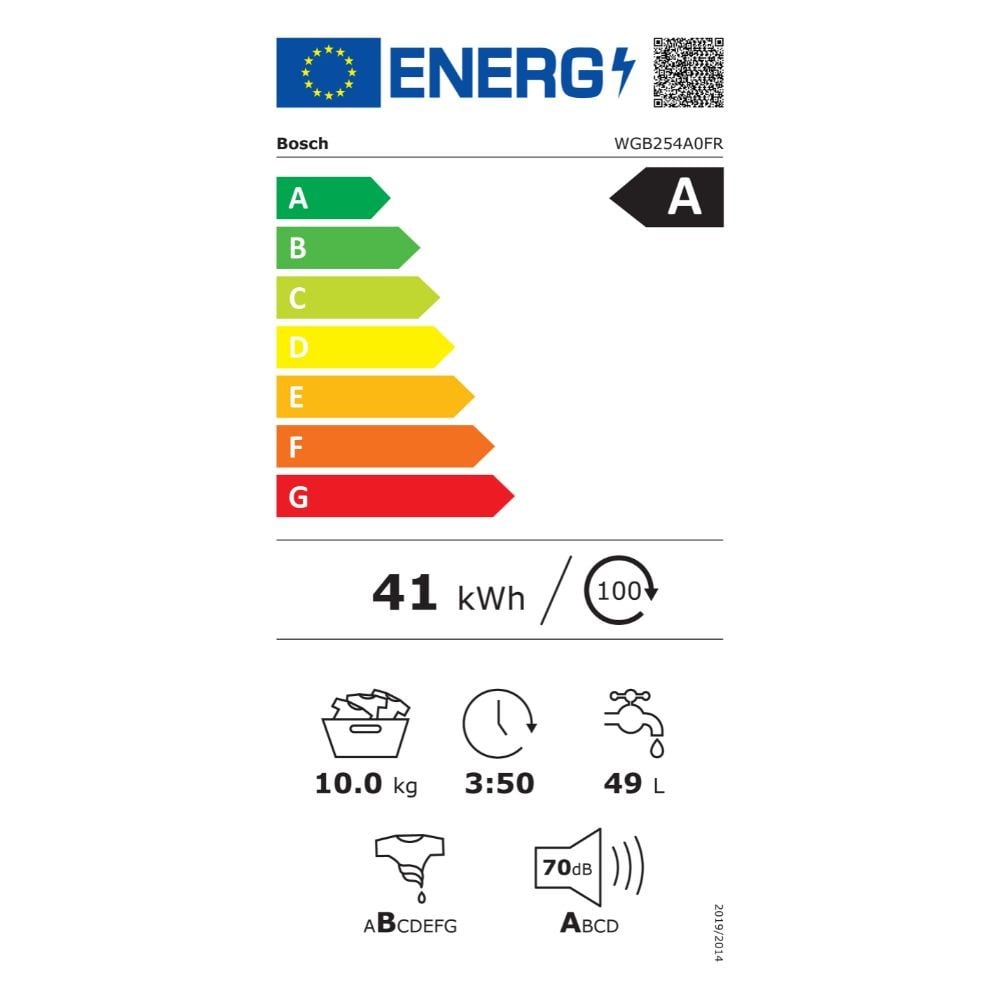 Etiqueta de Eficiencia Energética - WGB25400ES