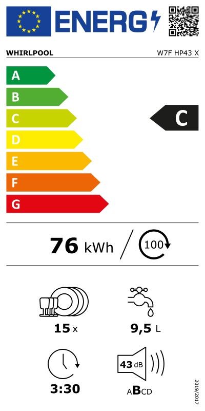 Etiqueta de Eficiencia Energética - W7FHP43X