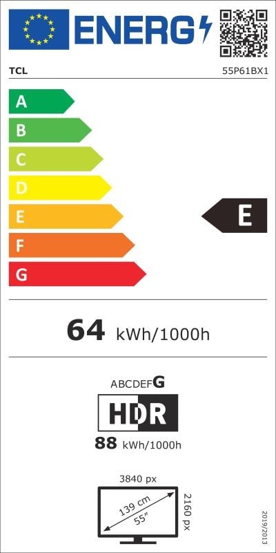 Etiqueta de Eficiencia Energética - 55P61B