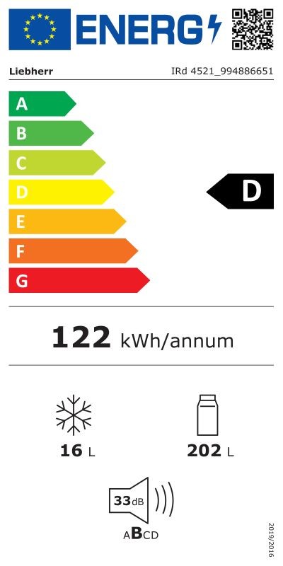 Etiqueta de Eficiencia Energética - IRd 4521