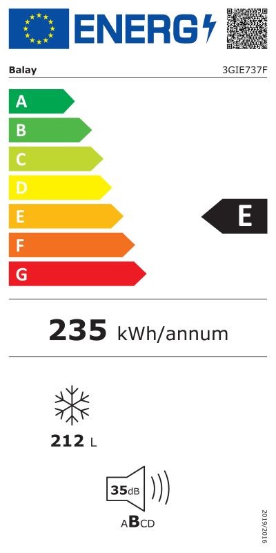 Etiqueta de Eficiencia Energética - 3GIE737F