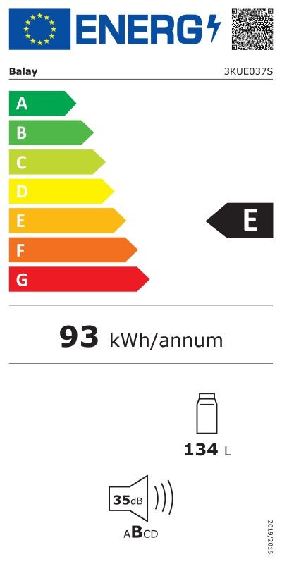 Etiqueta de Eficiencia Energética - 3KUE037S