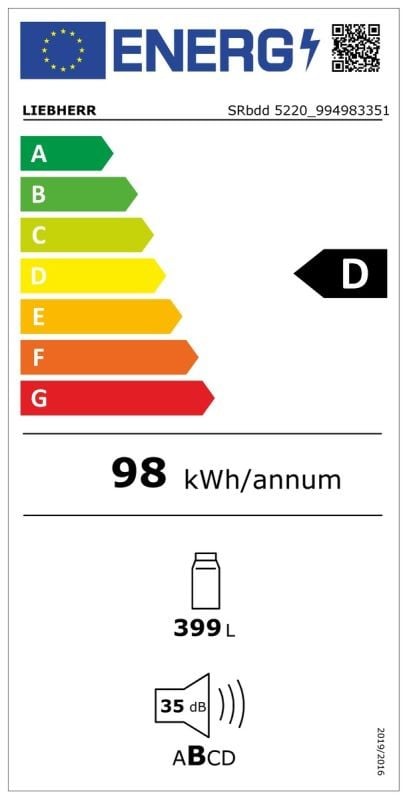 Etiqueta de Eficiencia Energética - SRbdd 5220