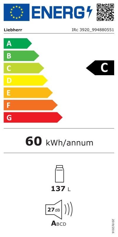 Etiqueta de Eficiencia Energética - IRc 3920