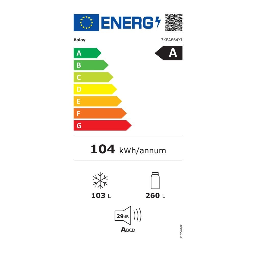 Etiqueta de Eficiencia Energética - 3KFA864XI