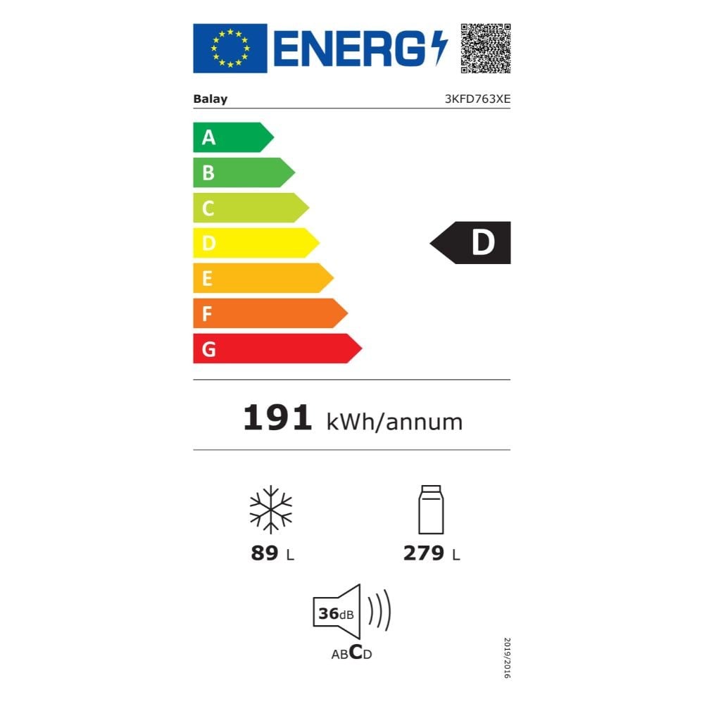 Etiqueta de Eficiencia Energética - 3KFD763XE