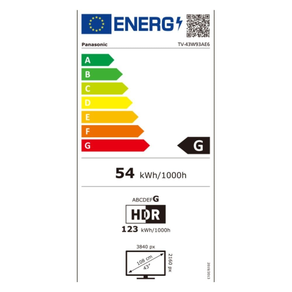 Etiqueta de Eficiencia Energética - TV-43W93AE6