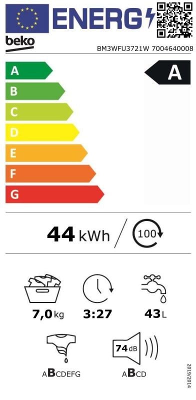 Etiqueta de Eficiencia Energética - BM3WFU3721W