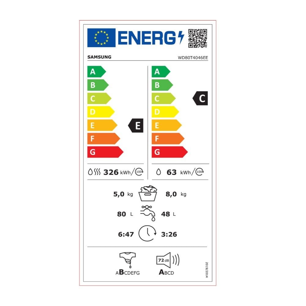 Etiqueta de Eficiencia Energética - WD80T4046EE/EC