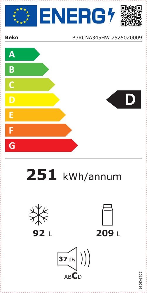 Etiqueta de Eficiencia Energética - B3RCNA345HW