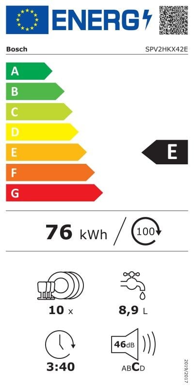 Etiqueta de Eficiencia Energética - SPV2HKX42E