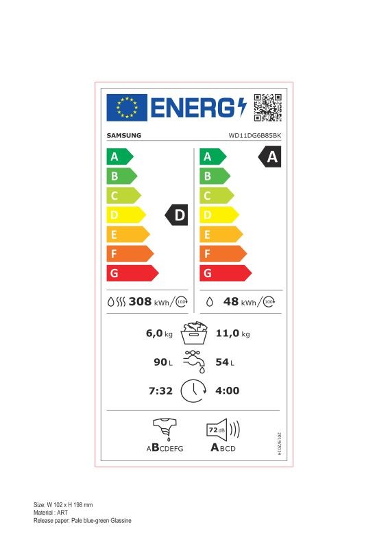 Etiqueta de Eficiencia Energética - WD11DG6B85BKU3