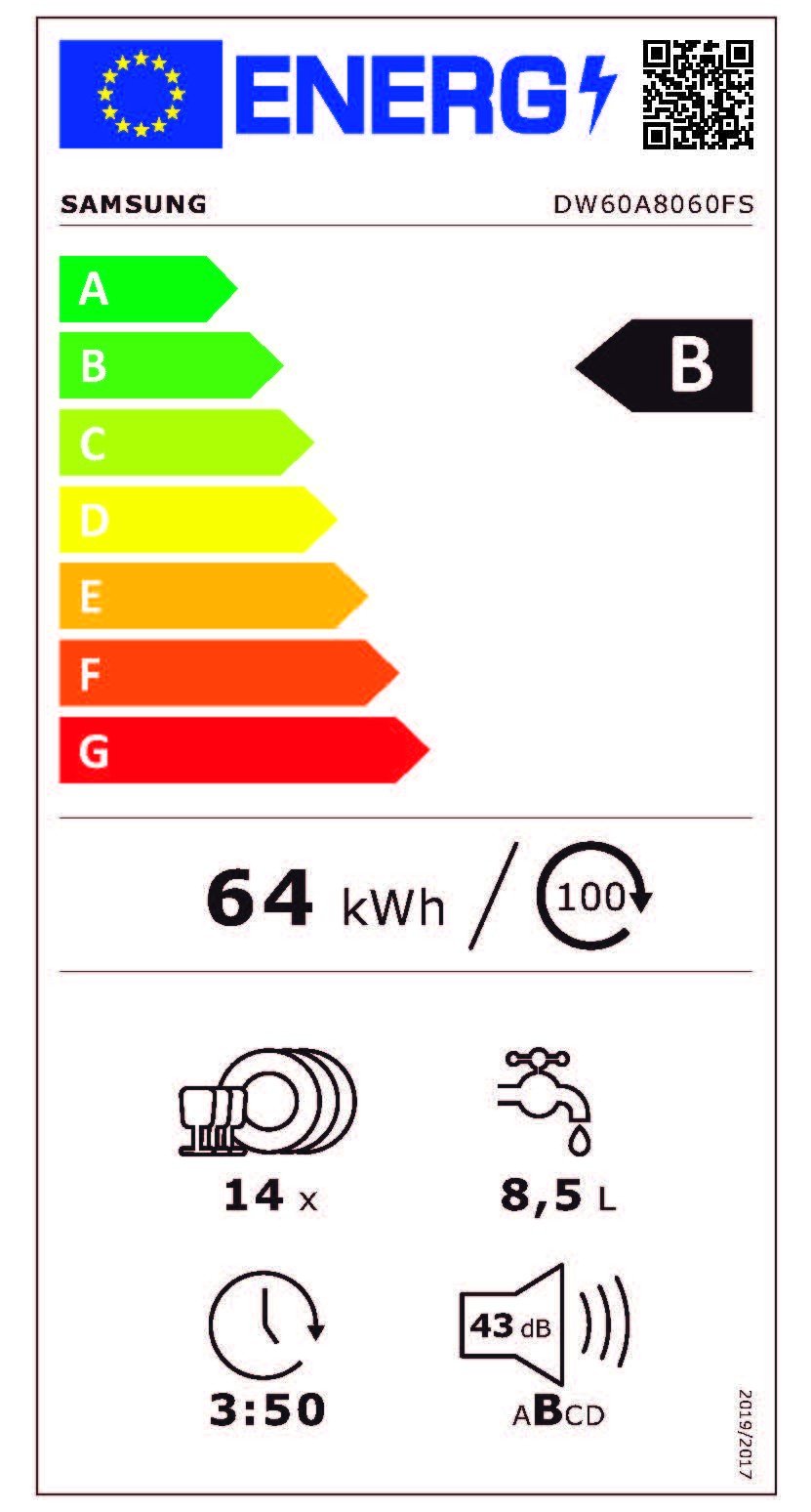 Etiqueta de Eficiencia Energética - DW60A8060FS/EF