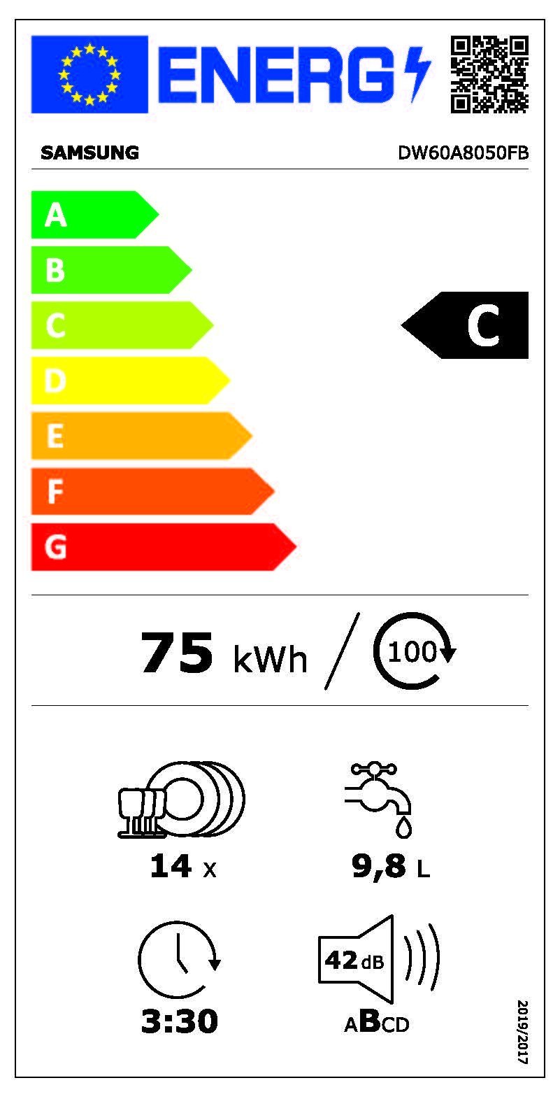 Etiqueta de Eficiencia Energética - DW60A8050FB/ET