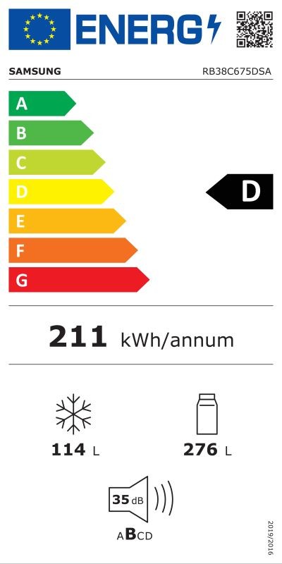 Etiqueta de Eficiencia Energética - RB38C675DSA/EF