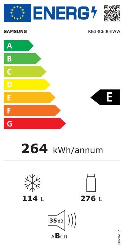 Etiqueta de Eficiencia Energética - RB38C600EWW/EF