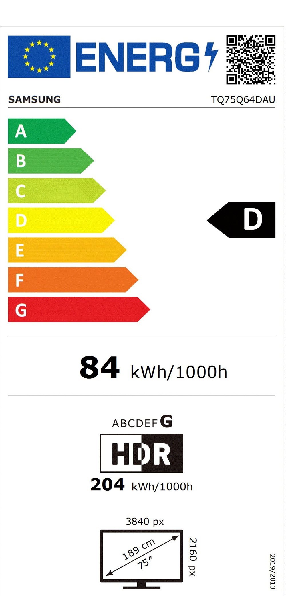 Etiqueta de Eficiencia Energética - TQ75Q64DAUXXC