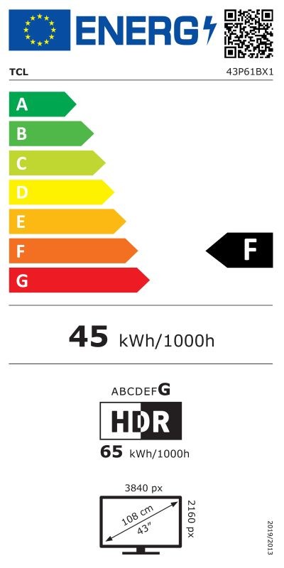 Etiqueta de Eficiencia Energética - 43P61B