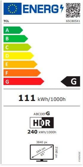 Etiqueta de Eficiencia Energética - 65C805