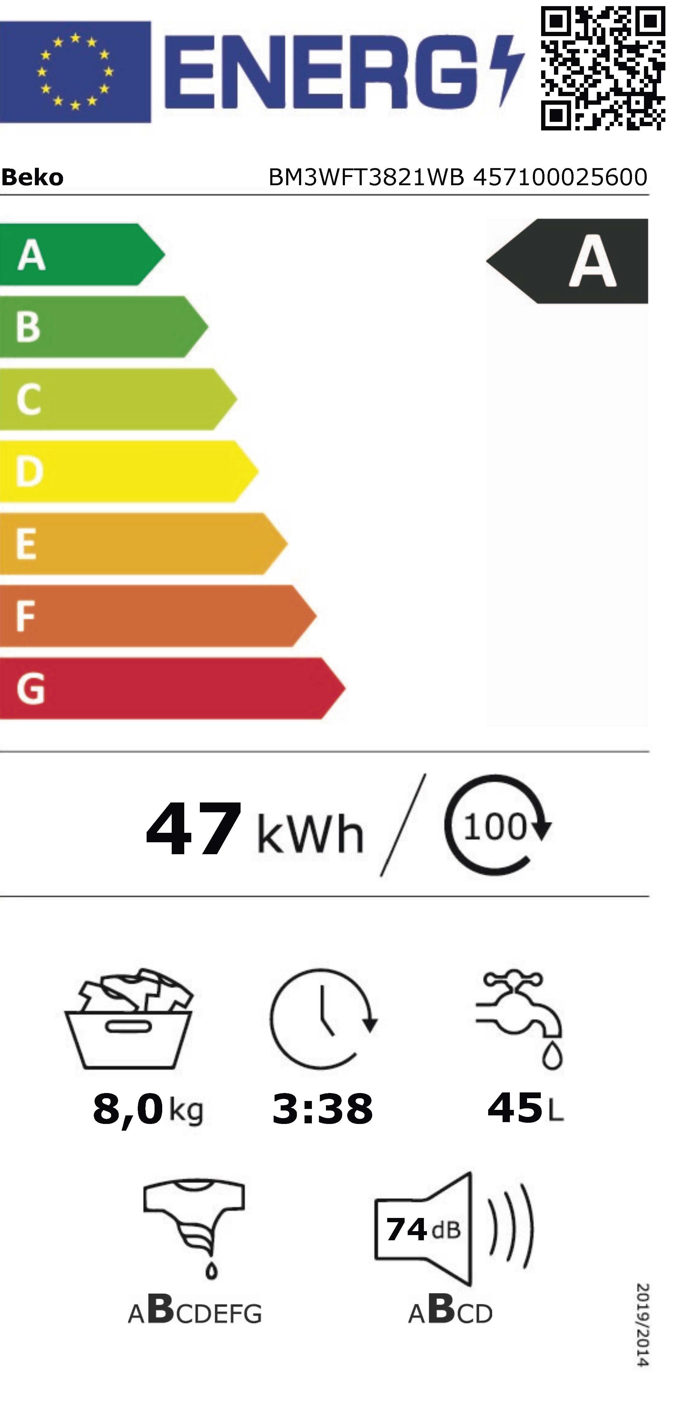 Etiqueta de Eficiencia Energética - BM3WFT3821WB