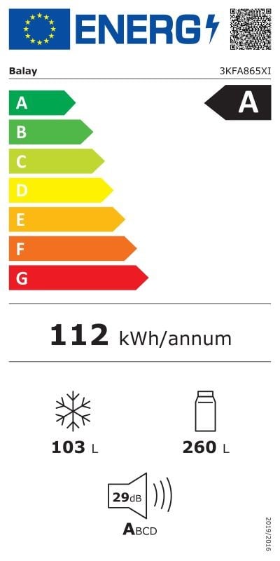 Etiqueta de Eficiencia Energética - 3KFA865XI