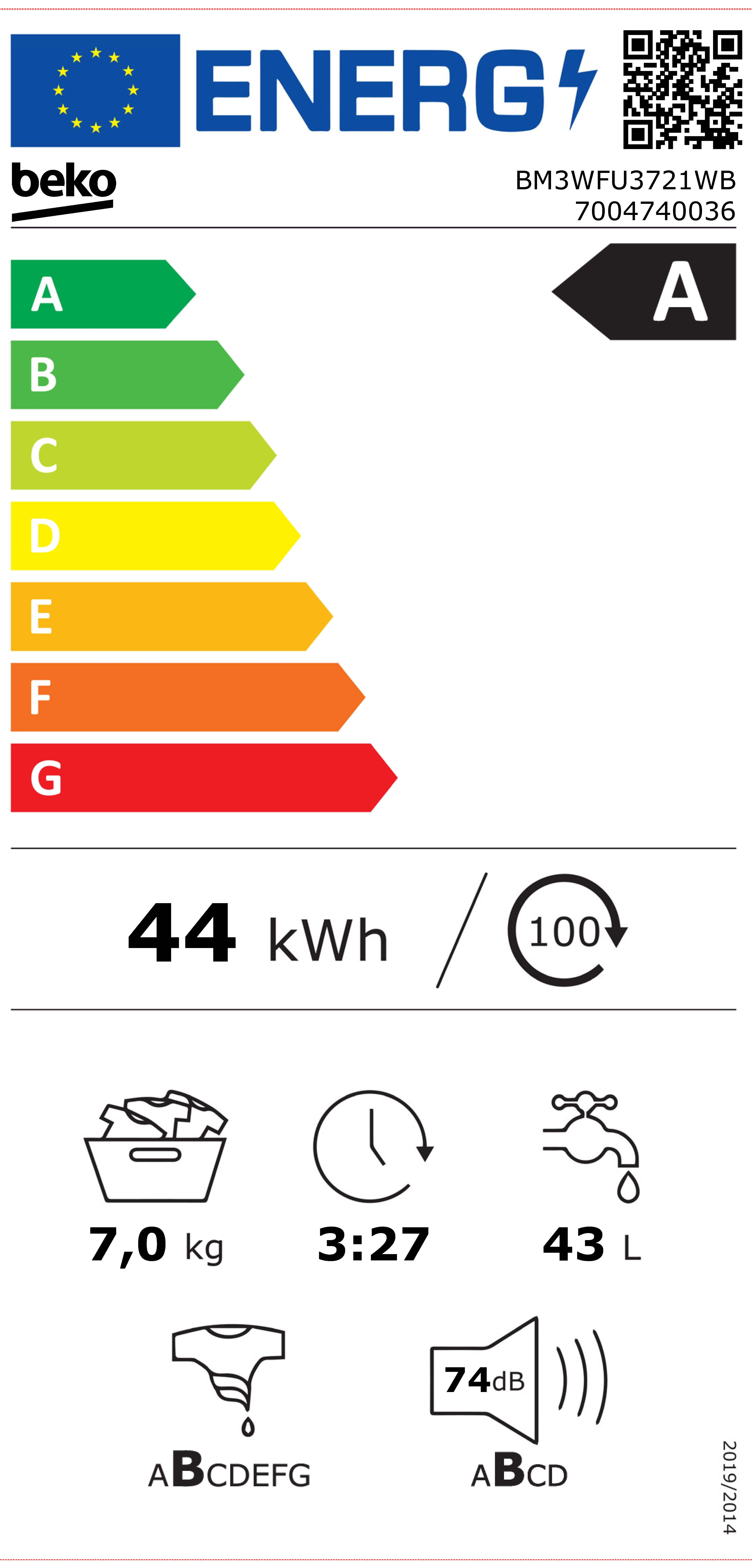 Etiqueta de Eficiencia Energética - BM3WFU3721WB