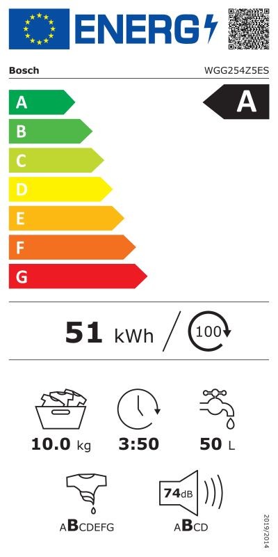 Etiqueta de Eficiencia Energética - WGG254Z5ES