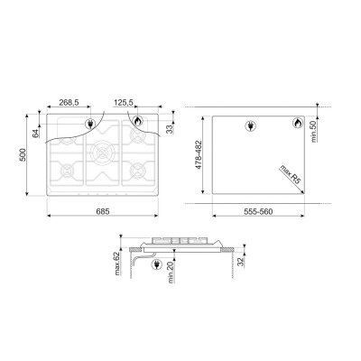 Placa SMEG SRV576GH5