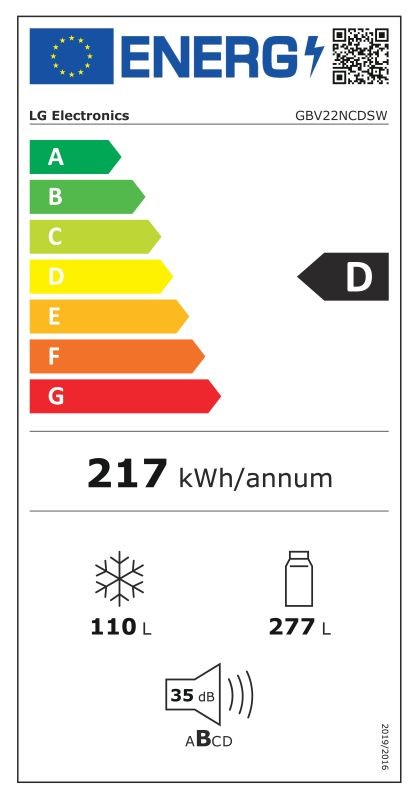 Etiqueta de Eficiencia Energética - GBV22NCDSW