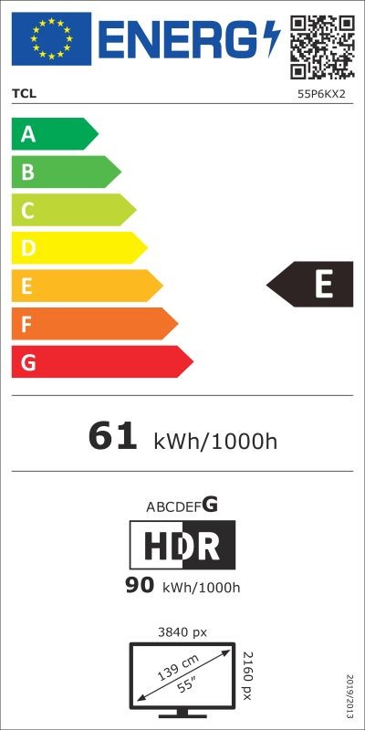 Etiqueta de Eficiencia Energética - 55P6K