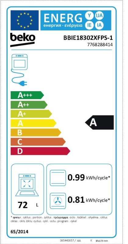 Etiqueta de Eficiencia Energética - BBIE18302XFPS1
