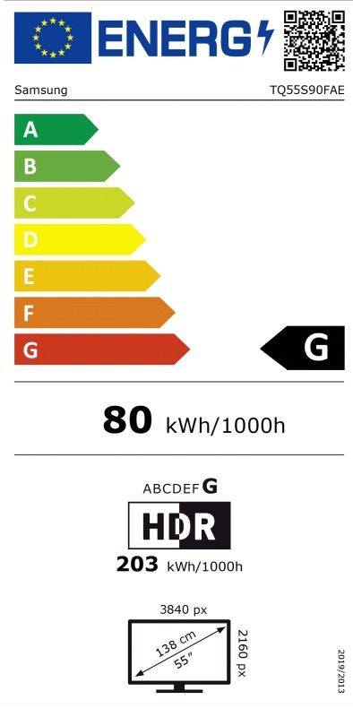 Etiqueta de Eficiencia Energética - TQ55S90FAEXXC