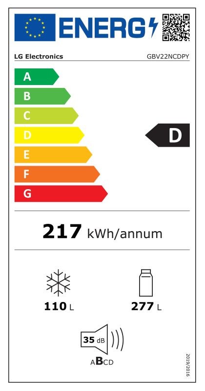 Etiqueta de Eficiencia Energética - GBV22NCDPY