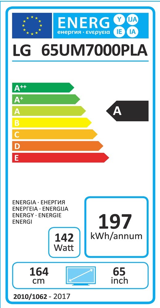 Etiqueta de Eficiencia Energética - 65UM7000PLA
