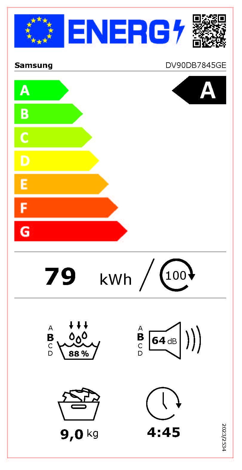 Etiqueta de Eficiencia Energética - DV90DB7845GEU3