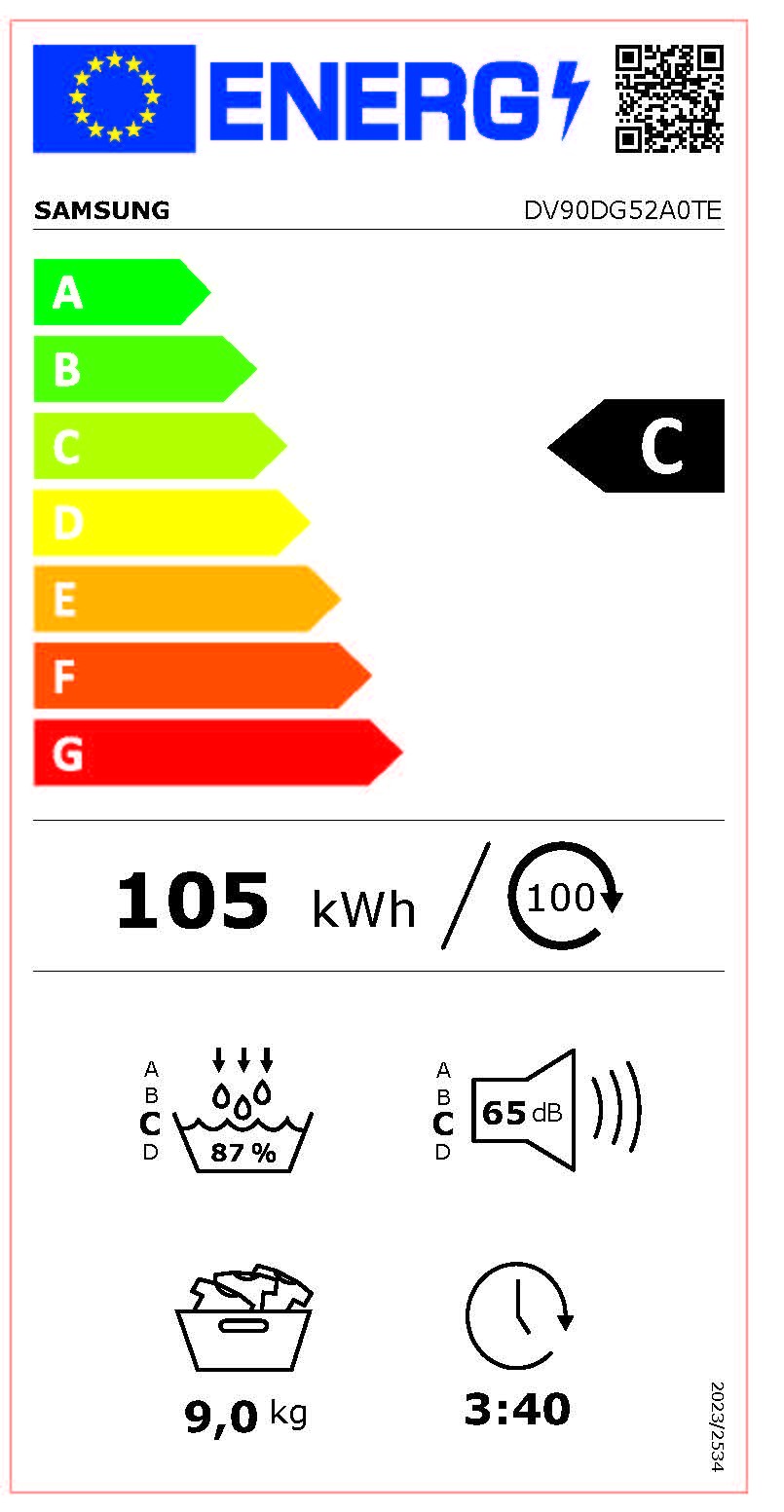 Etiqueta de Eficiencia Energética - DV90DG52A0TEEC