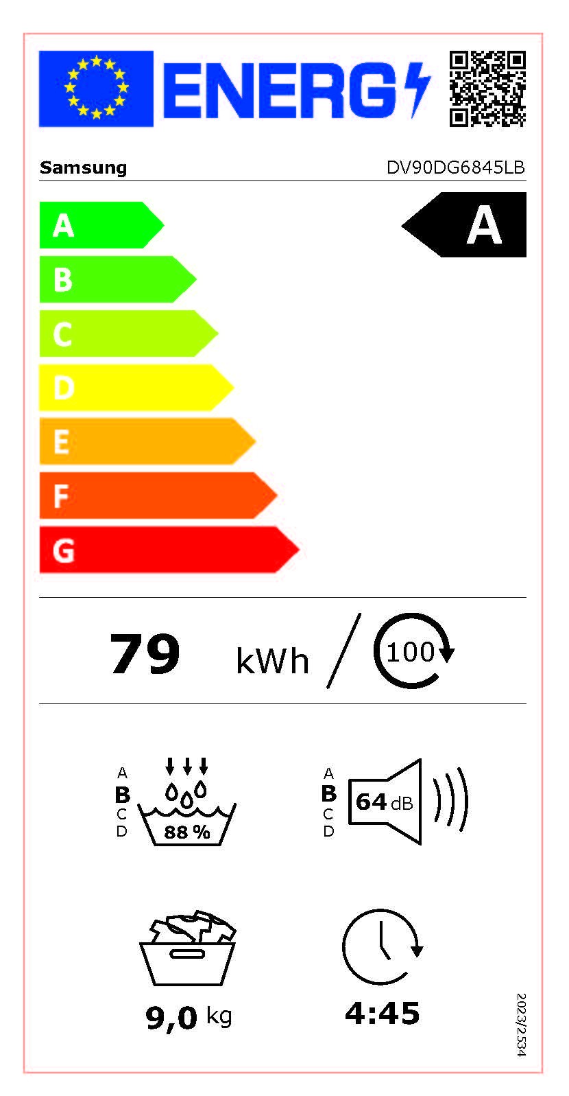 Etiqueta de Eficiencia Energética - DV90DG6845LBU3