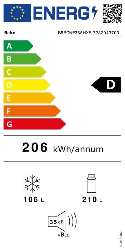 Etiqueta de Eficiencia Energética - B5RCNE365HXB