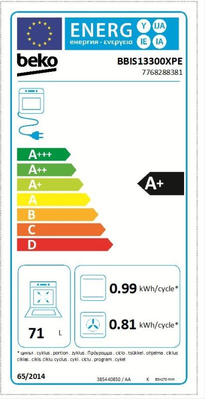 Etiqueta de Eficiencia Energética - BBIS13300XPE