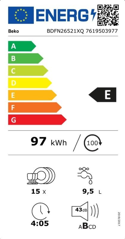 Etiqueta de Eficiencia Energética - BDFN26521WQ