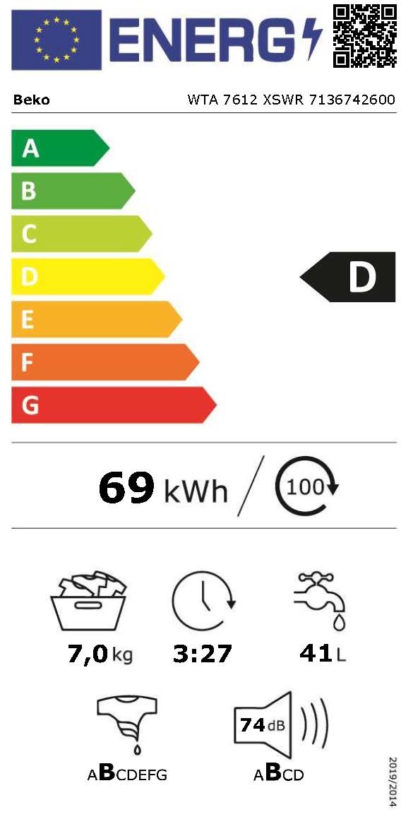 Etiqueta de Eficiencia Energética - WTA 7612 XSWR
