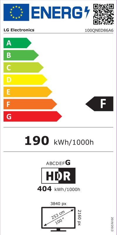 Etiqueta de Eficiencia Energética - 100QNED86A6