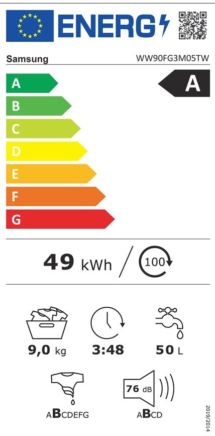 Etiqueta de Eficiencia Energética - WW90FG3M05TWEC