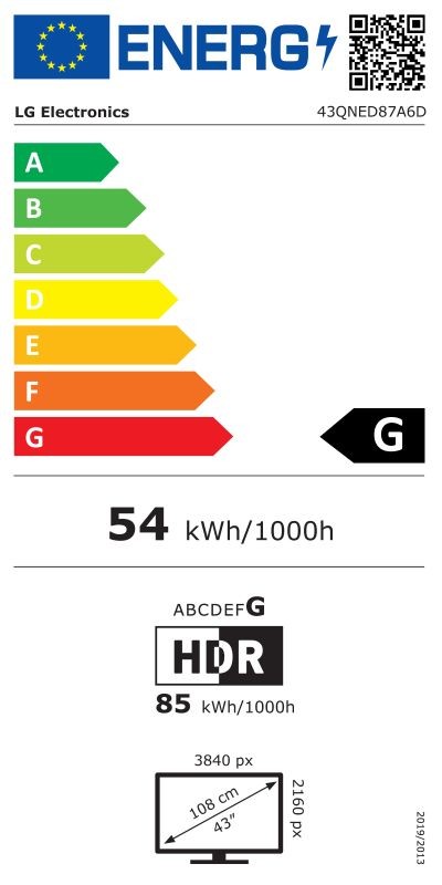 Etiqueta de Eficiencia Energética - 43QNED87A6D