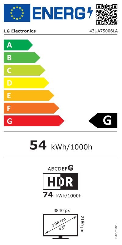 Etiqueta de Eficiencia Energética - 43UA75006LA.AEU