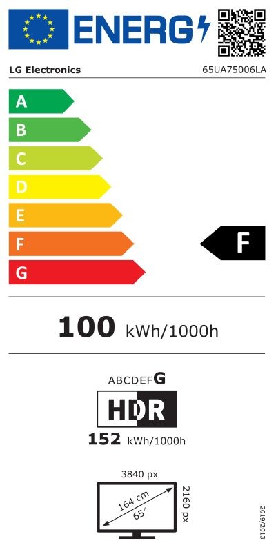 Etiqueta de Eficiencia Energética - 65UA75006LA.AEU