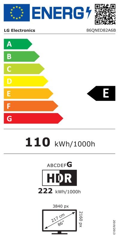 Etiqueta de Eficiencia Energética - 86QNED82A6B