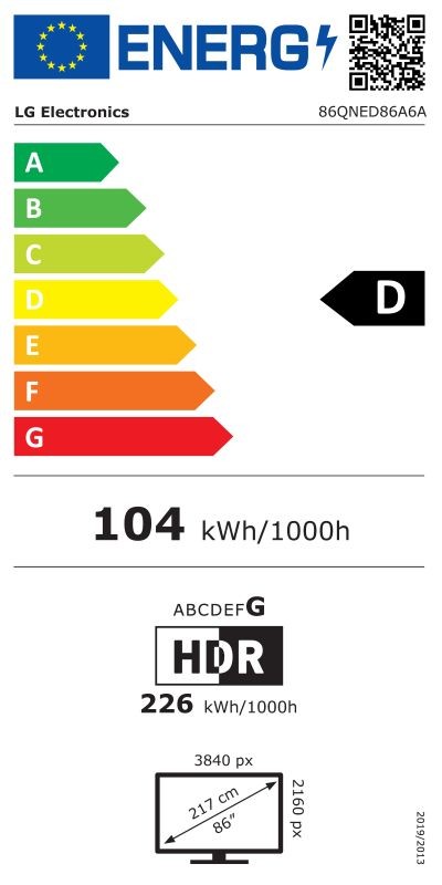 Etiqueta de Eficiencia Energética - 86QNED86A6A
