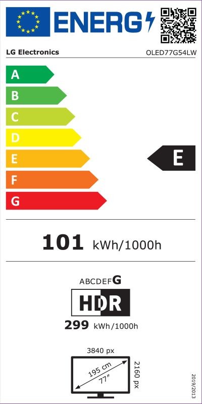 Etiqueta de Eficiencia Energética - OLED77G54LW